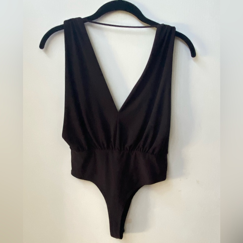 Sexy Black Low Cut Body Suit